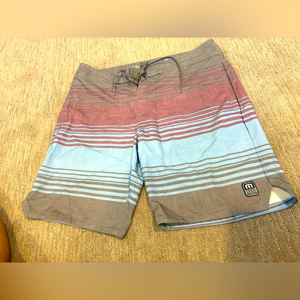 Travis Mathew Men's Striped Swim Shorts (unlined)